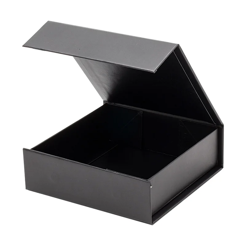 Custom premium black magnetic closure small tiny gift packaging box wholesale