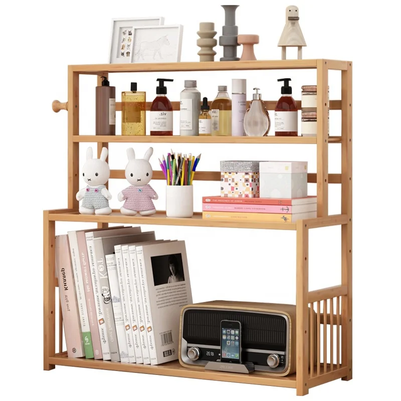 
Natural Student Desktop Bamboo Wood Desk Sundries Makeup rack Storage Box Holder Organizer Shelf Rack Stand for Save Space 