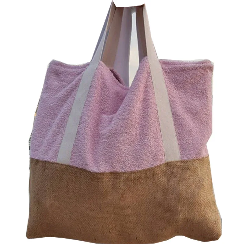 Womens Summer Large Beach Handbag Personalized Oversized Terry Towelling Tote Bag Striped Terry Towelling Beach Tote Bag
