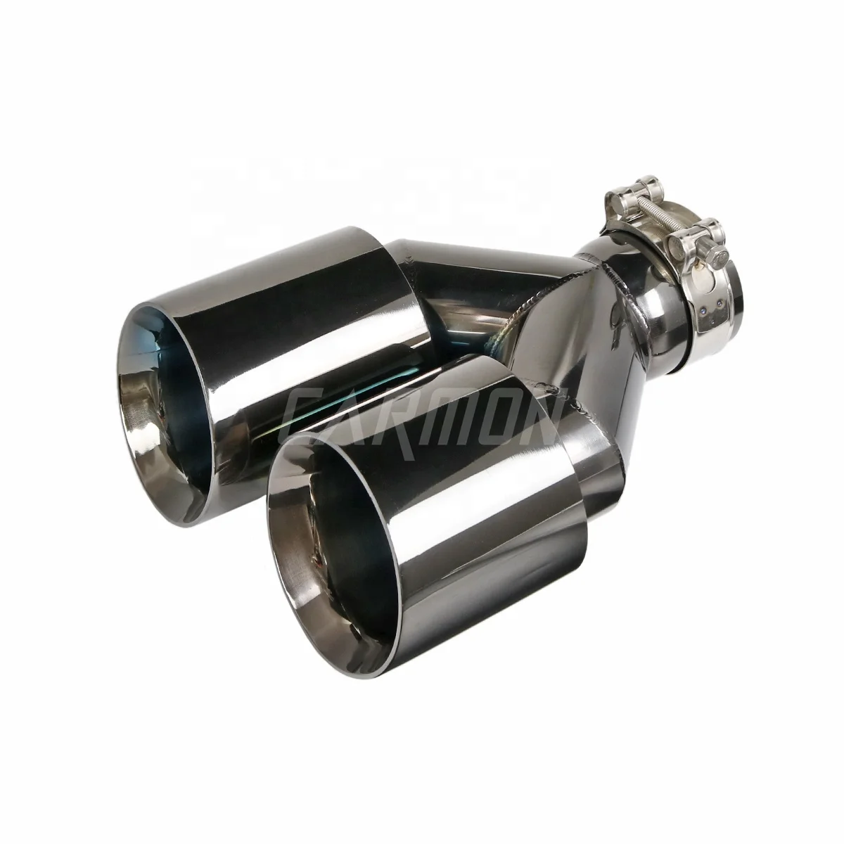 1 Pair Double Car Exhaust Muffler End Tips Titanium Black 304 Stainless Steel Dual Pipe for car modification logo customized