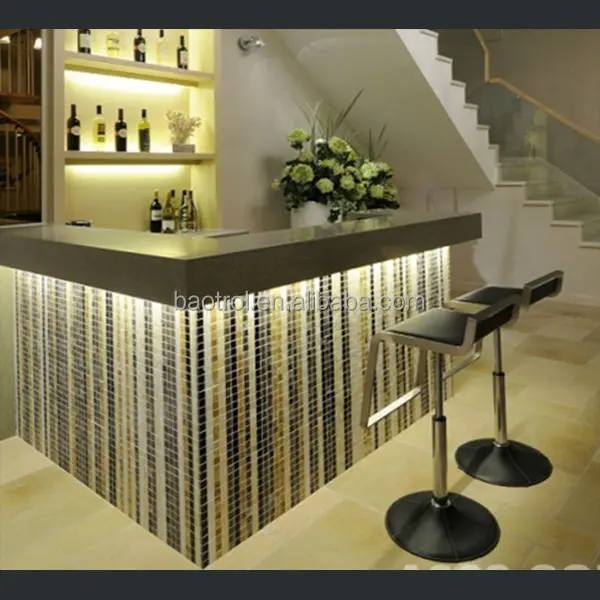 illuminated led free standing commercial wooden modern bar counter
