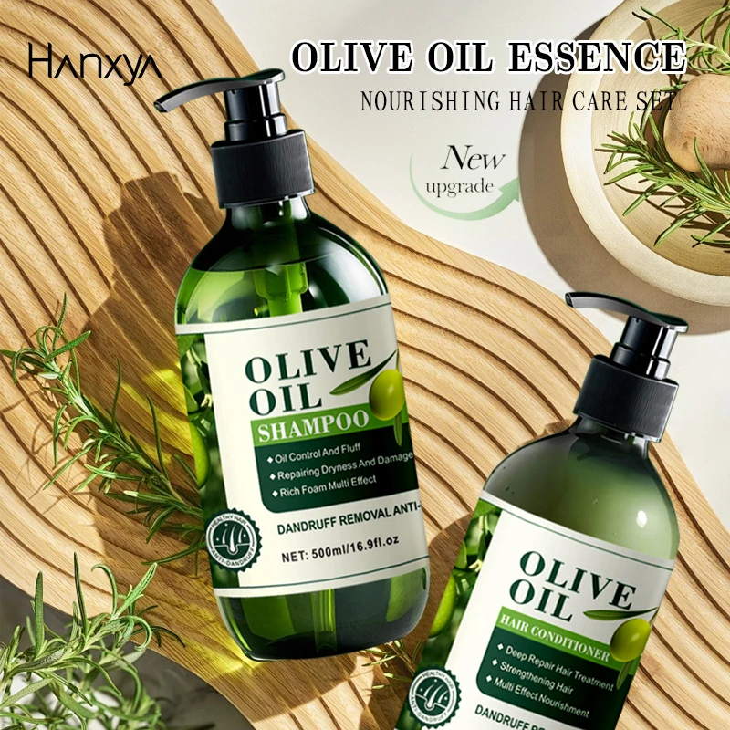 Private brand olive oil anti-dandruff anti-itch shampoo oil control repair conditioner wash and care set