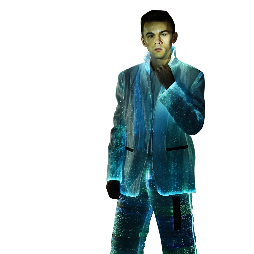 rave party outfits fiber optic illuminate led lighting suit
