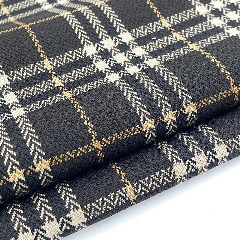Harvest warp knitted spandex yarn dyed plaid ponte roma fabric for dress and coats