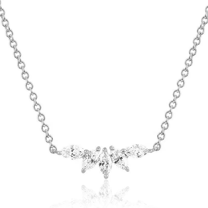 Gemnel 925 silver jewelry popular 14K gold pave diamond bar necklaces for women