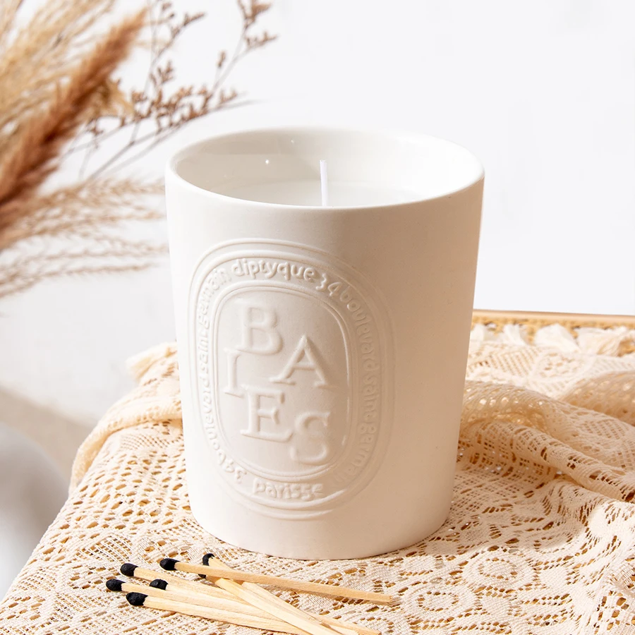 Custom ceramic mat candle holder no glaze candlestick porcelain candle jars for home decor ceramic candle jars