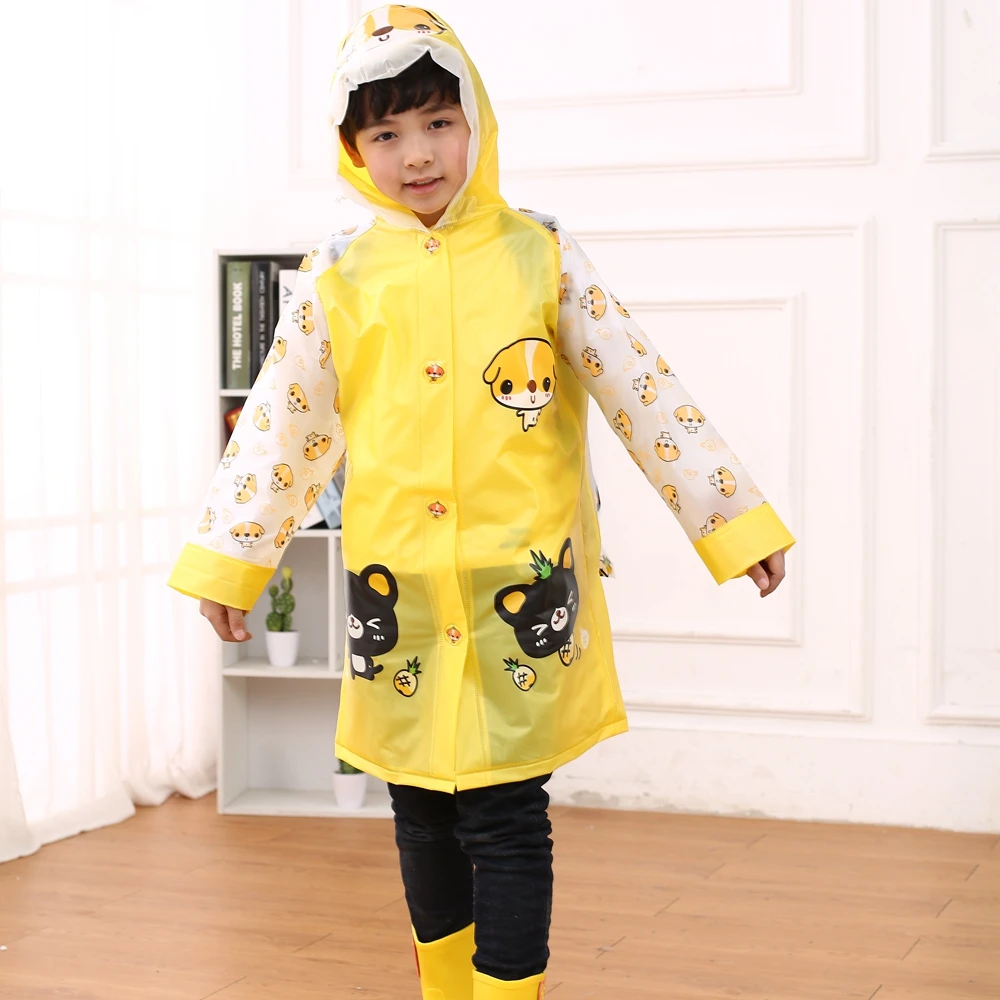 Оптовая продажа, детский дождевик из ПВХ с милыми мультяшными животными, с сумкой-рюкзаком