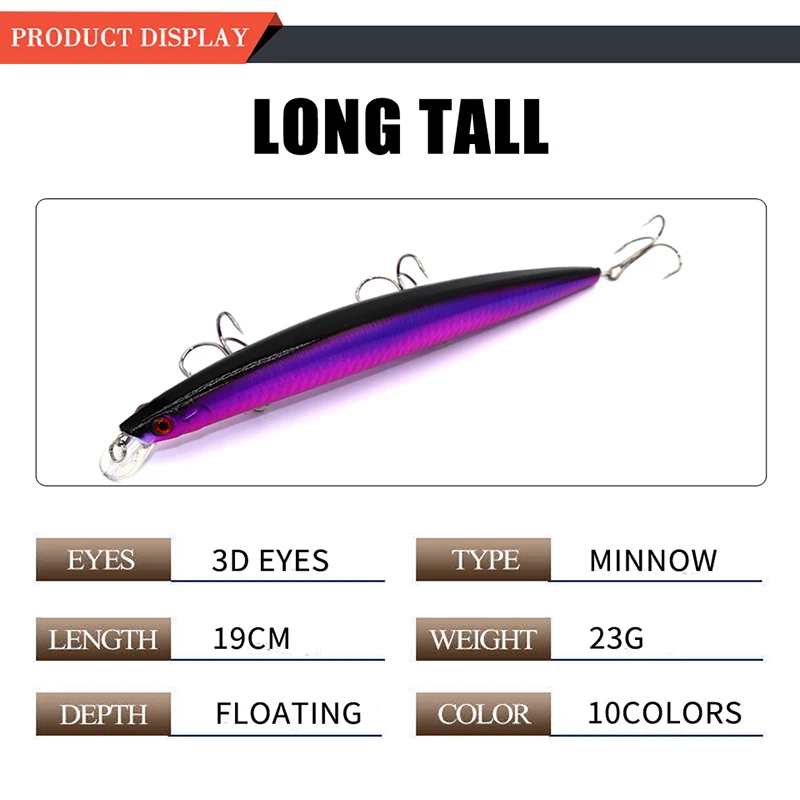 GASTORNI Best Selling 190mm 23g Minnow Fishing Lure Suppliers Wobbler Fishing Lures Hard Bait