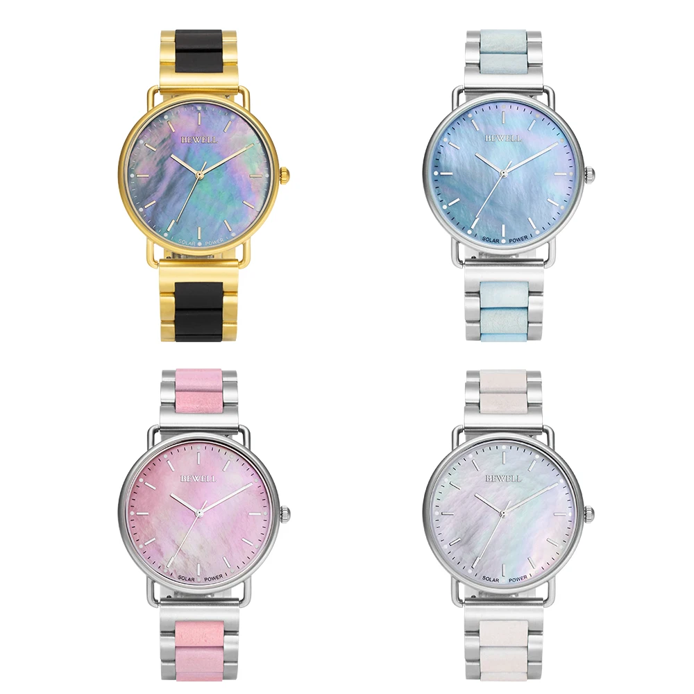 2024 Popular BEWELL Solar Watches Stainless Steel Wristwatch Customized Logo Solar Power Watch for Men Garmin Solar Watch