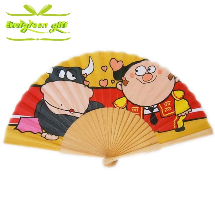 luxury  wooden painting fabric fan