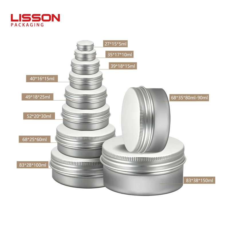 Custom 5Ml-500Ml Thread Round Aluminum Jar Nail Accessories Hair Wax Packaging Aluminum Box Packaging Metal Aluminum Can Jar