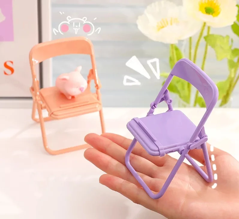Cheap Smart Mini Mobile Phone Stand Desktop Chair Stand 4 Colors Adjustable Stand Foldable Shrink Decoration