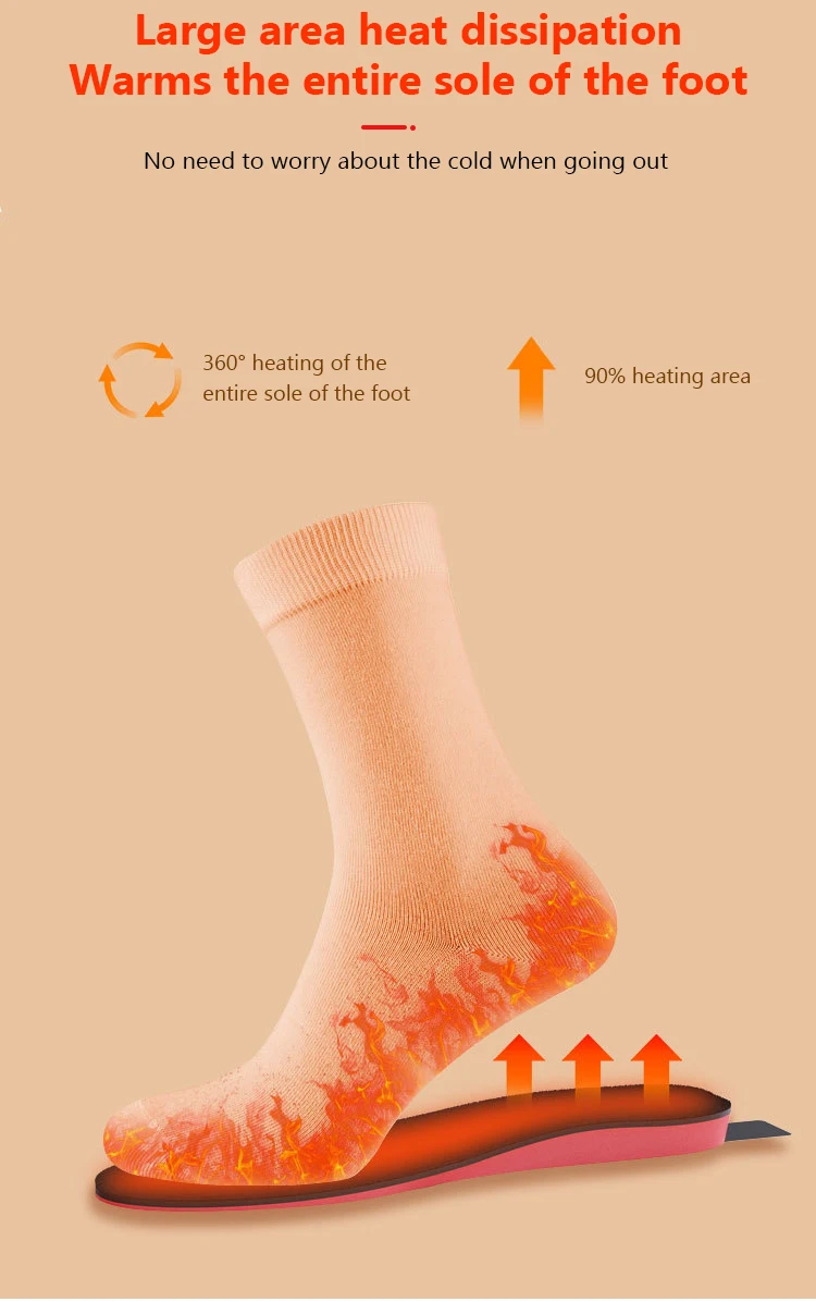 OEM Custom LOGO Winter Ski Heated Insoles Rechargeable Electric heating Insoles With Heat Regulating remote control