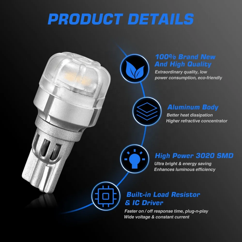 Novsight auto lighting system LED T15 canbus 3020 3SMD 1W white red yellow interior turn signal light t15 led