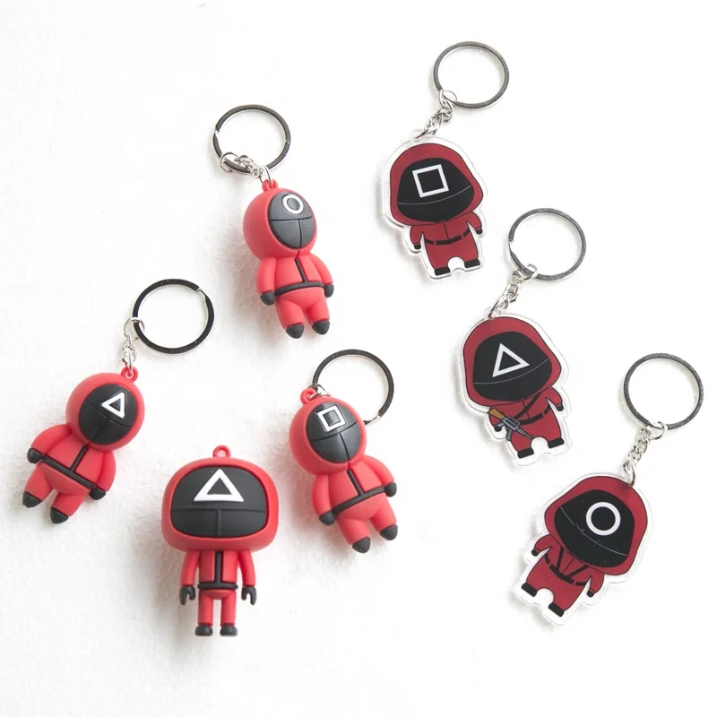 3d Pvc Squid Game Keyring Figures Key Ring Pendant  other key chains