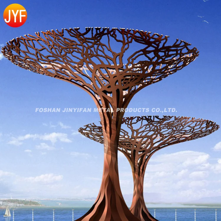 Y723 New Design Outdoor Garden Decor Landscape Giant Mushroom Silver Color Stainless Steel Sculpture