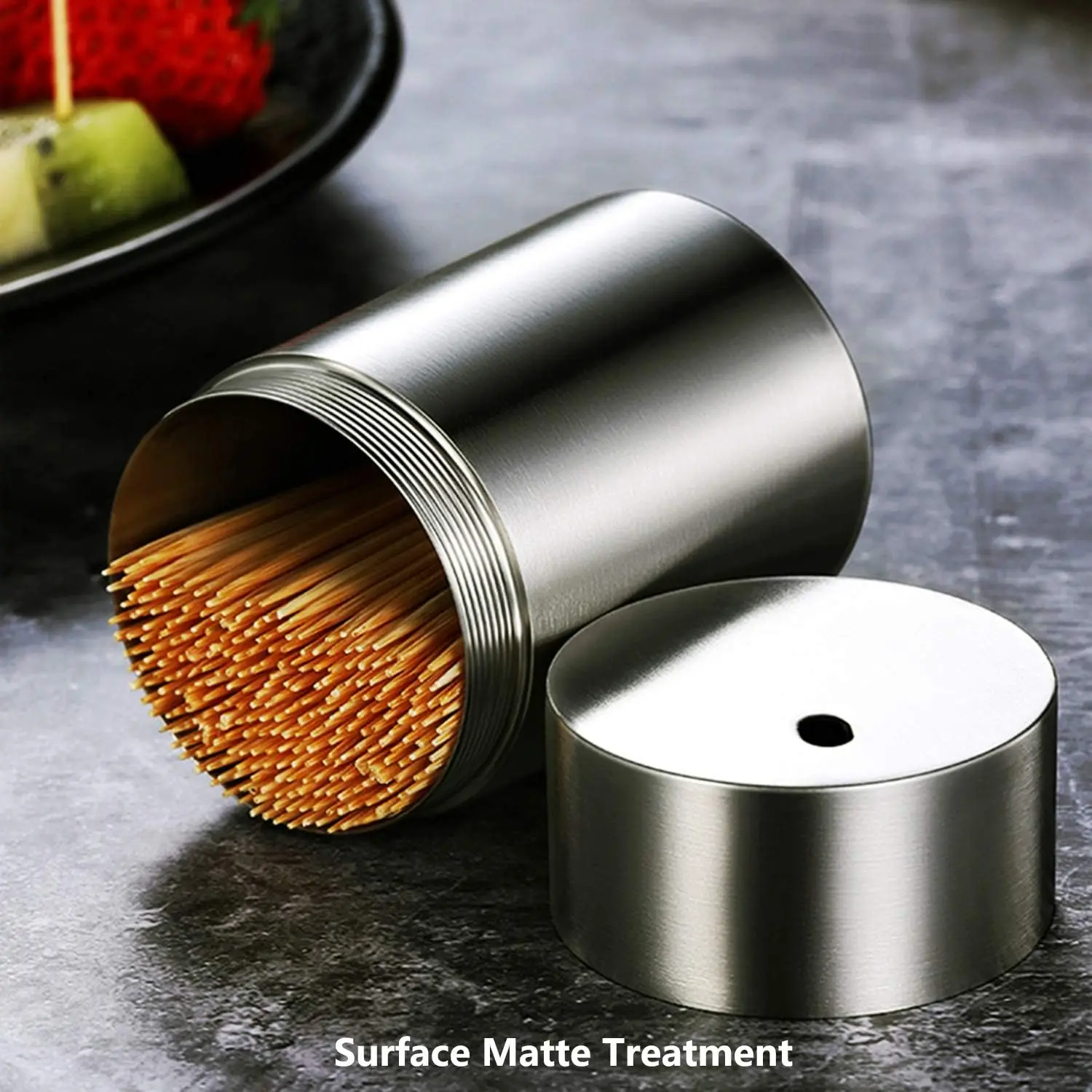 Kitchen tooth pick holder table decoration accessories toothpick dispenser wood needle toothpick holder stainless steel