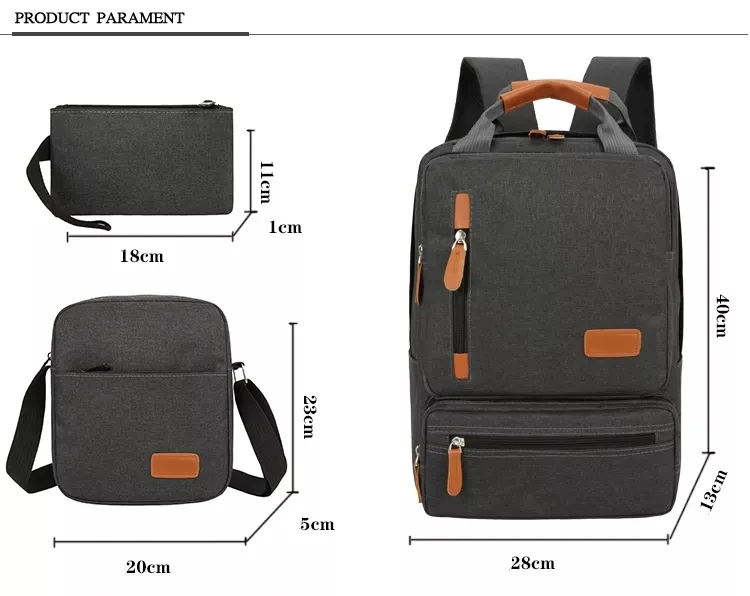 OEM логотип под заказ дешевая новая школьная сумка из трех предметов Ткань Оксфорд USB рюкзак сумка для компьютера уличный деловой Рюкзак Набор