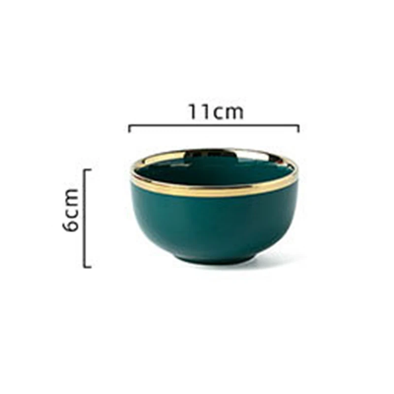 emerald green dinnerware gold rim tableware set ceramic home rice bowl western plate dishes