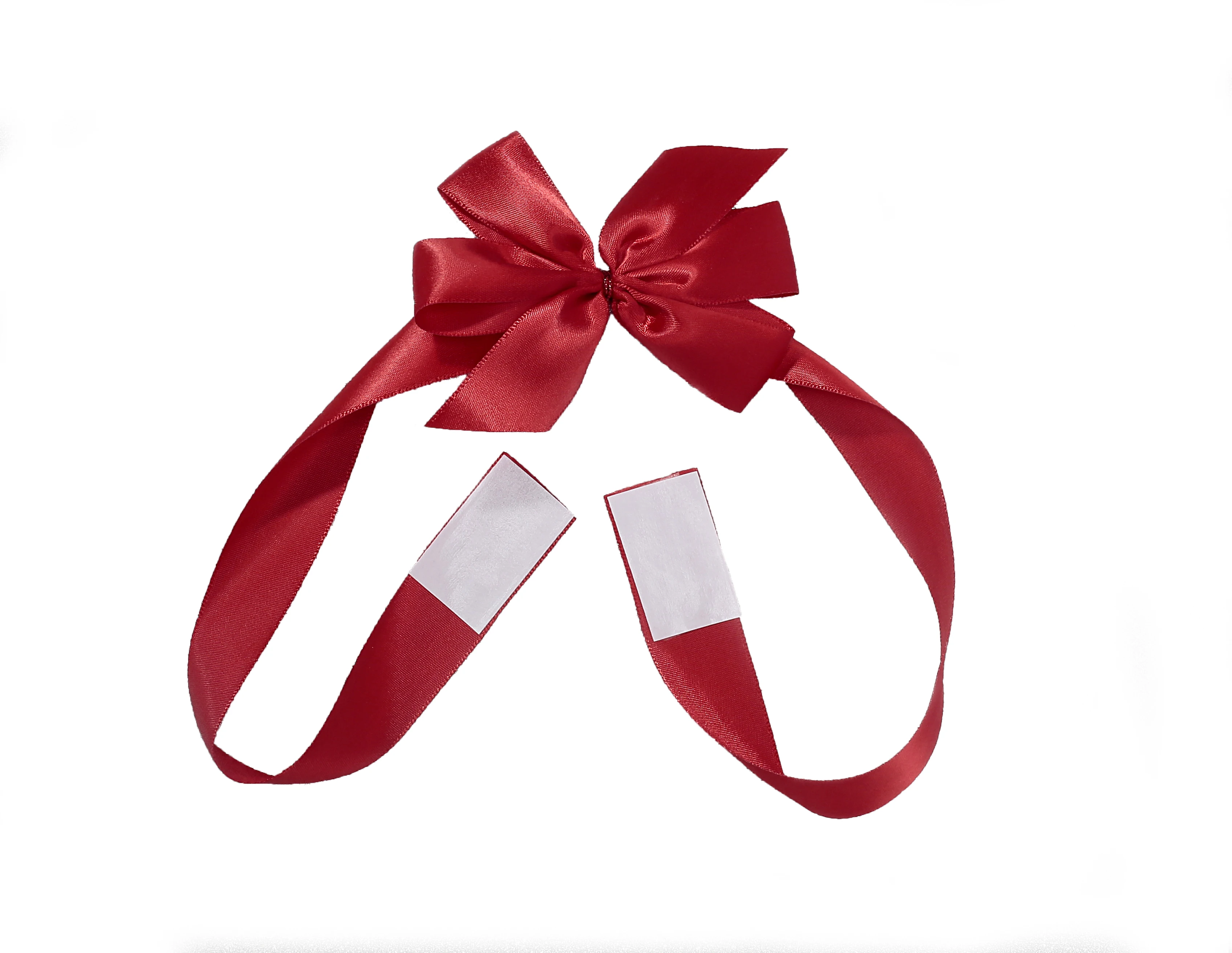 Factory High Quality Wholesale Pink Pre Tied Satin Ribbon Bow with Elastic Loop