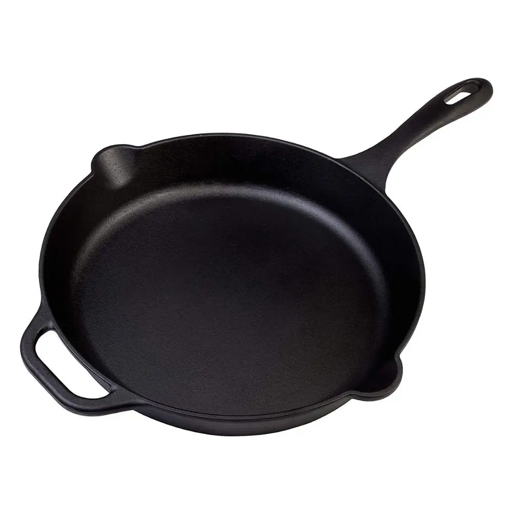 12 Inches  Cast Iron Skillet. Large Frying Pan with Helper Handle