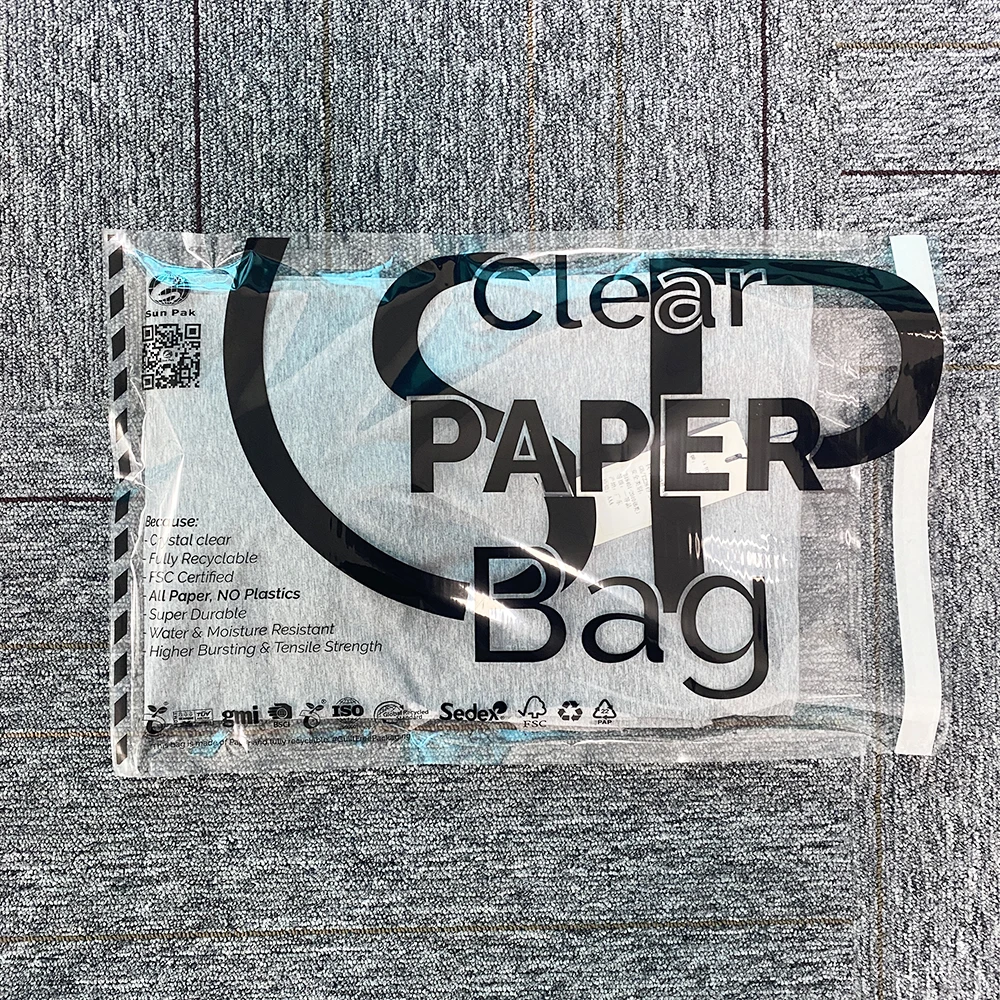 translucent cellulose clear paper bag cellophane fronted lucency paper bags with see through transparent window