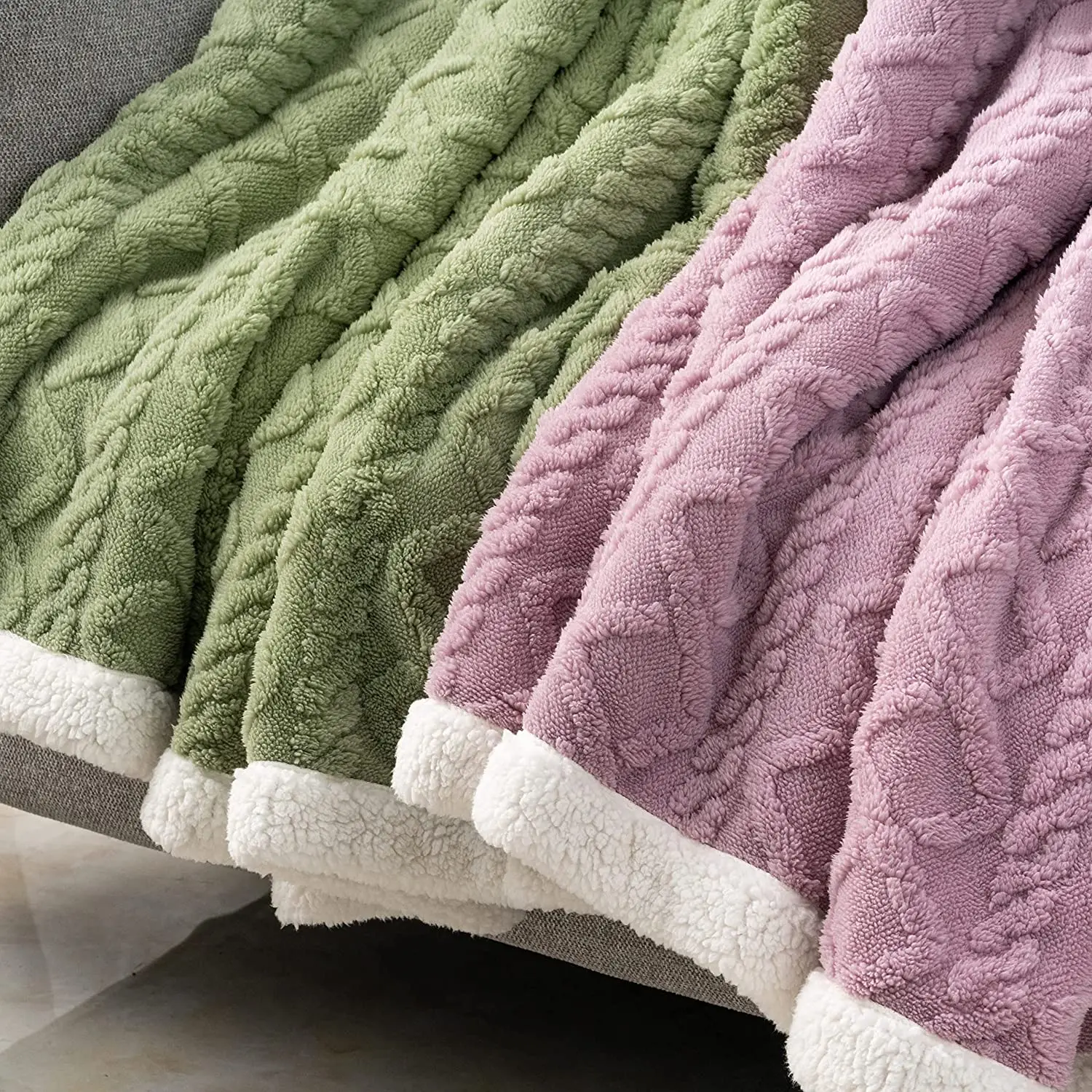 Duvet High Quality Bedding Set Customized Thick Moving Blanket Solid Color Geometric Pattern Sherpa Throw Blanket