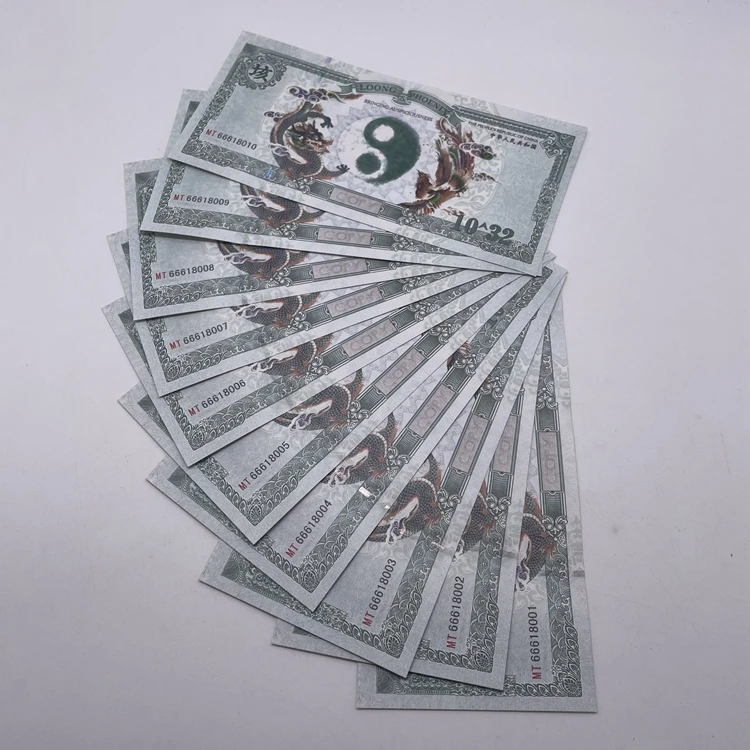 Souvenir China cotton paper dragon UV printing collectible banknote with watermark