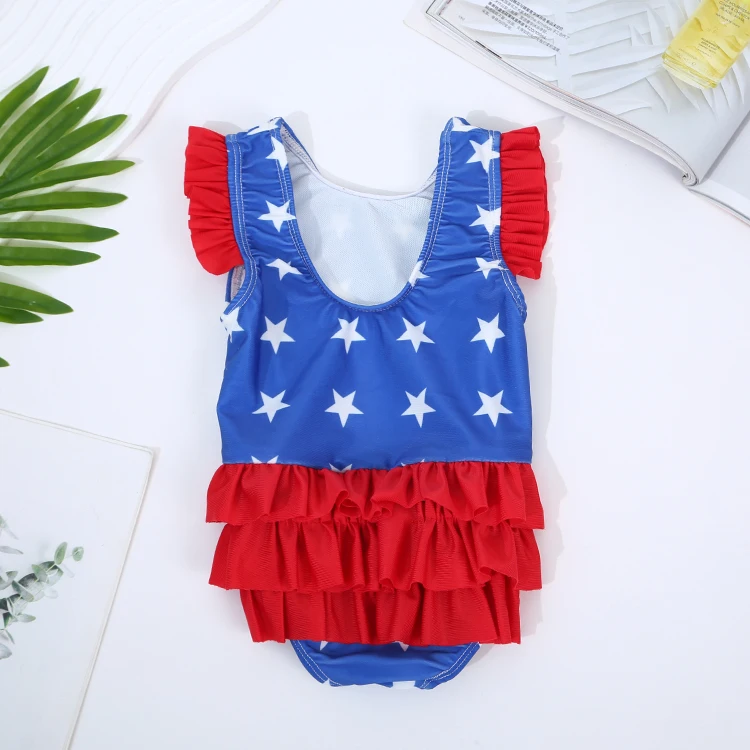 Индивидуальные профессиональные детские костюмы для малышей 4th of July baby купальники с принтом цельный Комплект девочек по заводской цене