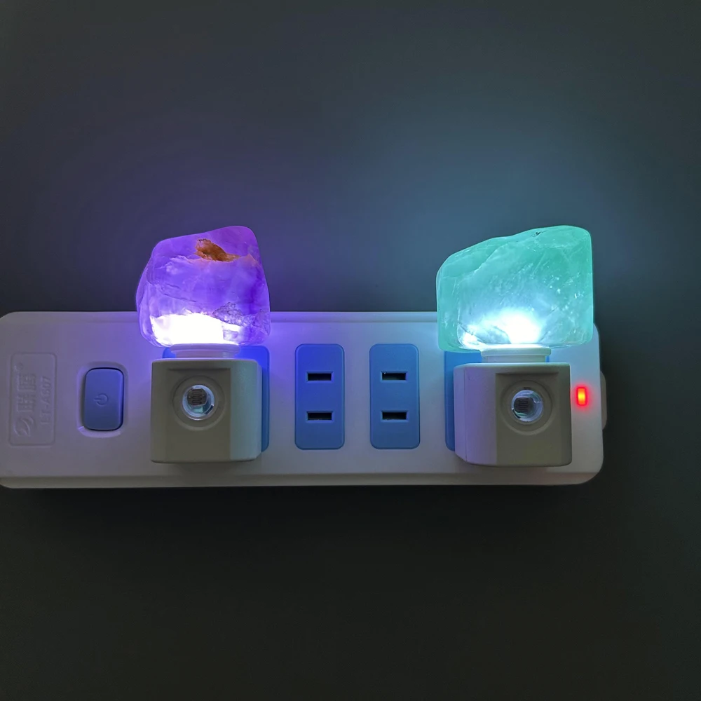 Hand Polished Quartz Gemstone Plug In Lamp Night Light for Home Decor