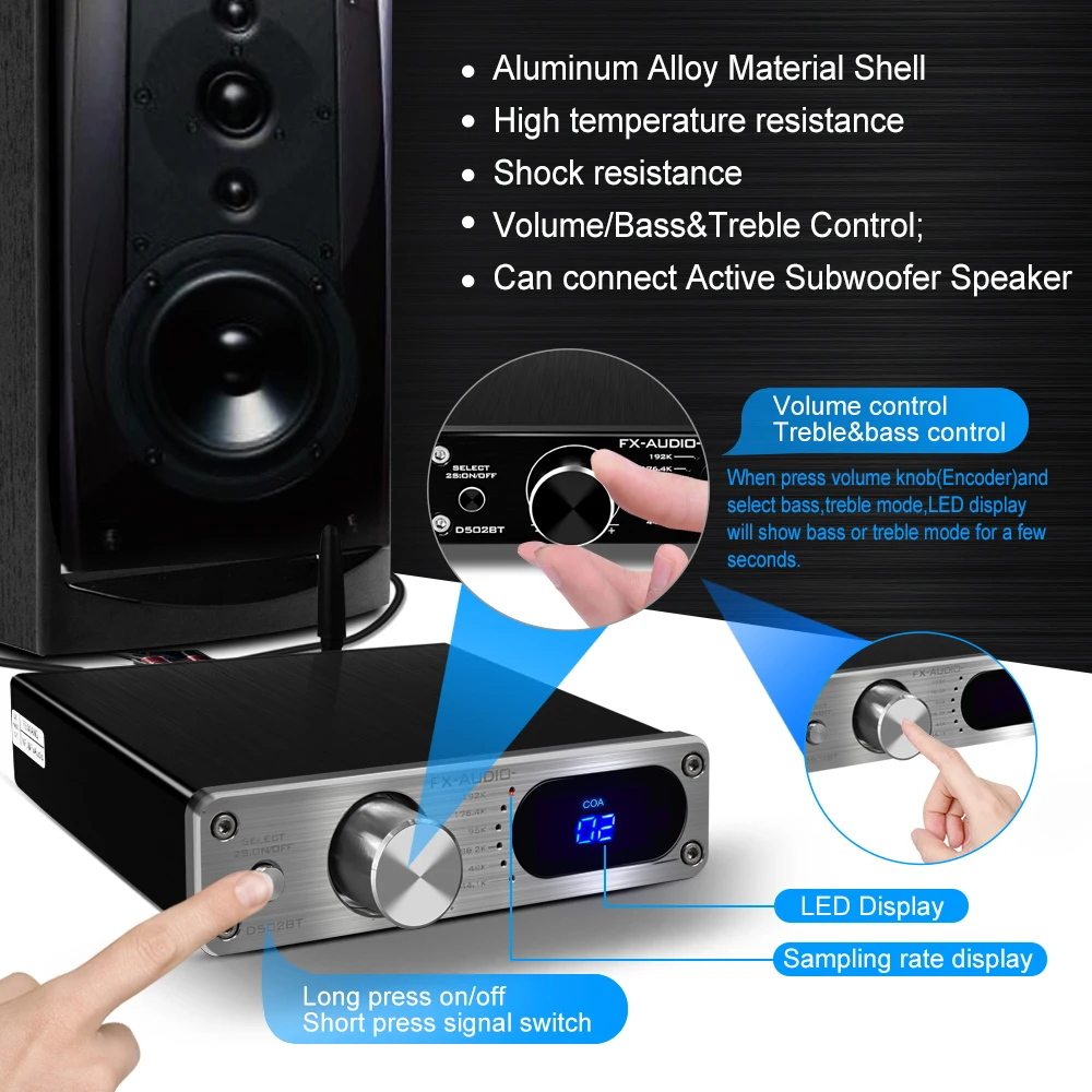 Двухканальный усилитель платы D502BT класса d по заводской цене Hi Fi сабвуфер Цифровые усилители со светодиодным