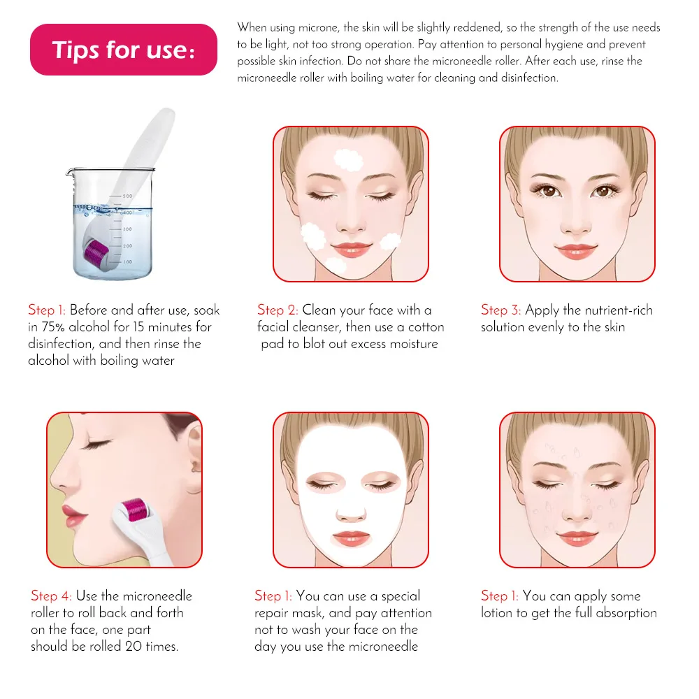 
Home Use Ce Certified Buy Stainless Titanium Microneedle DRS Dermaroller Skin Care Hair Face 6 in 1 Derma Roller Kit 