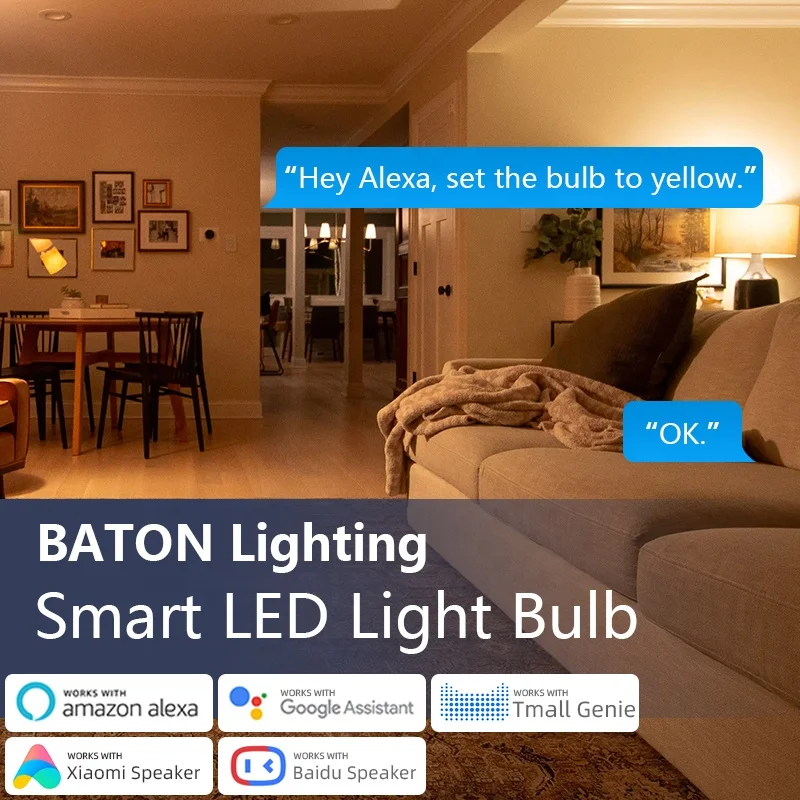 Smart Light Bulbs RGB Wifi Work with Alexa Google Assistant Dimmable A19 E26 High CRI Brightness LED Bulb