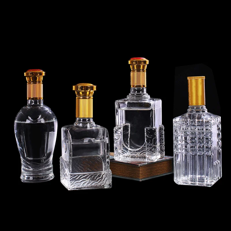 500ml 16OZ Empty Clear Round Vodka Tequila Brandy Whisky Liquor Glass Bottle