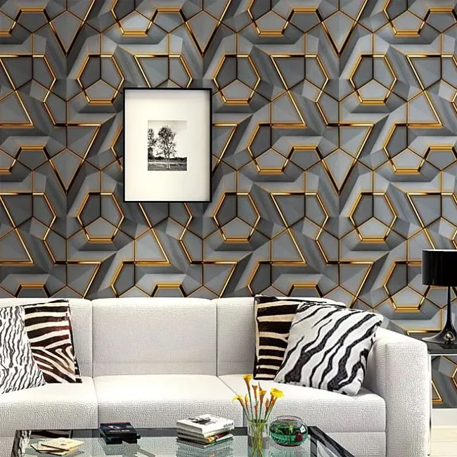 New Arrival Household PVC 3d Wallpaper Interior coating wall paper geometric pattern modern design home wall decor