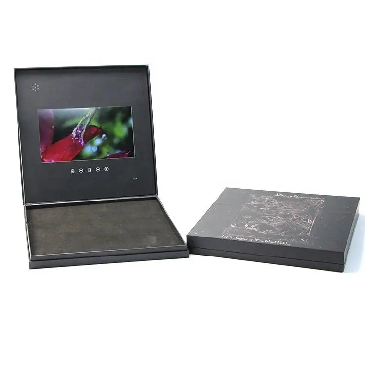 OEM Hard Cover Linen Box 4.3 5 7 10.1 inch Video Business Greeting Card Video Brochure Book Album for IPS LCD Display