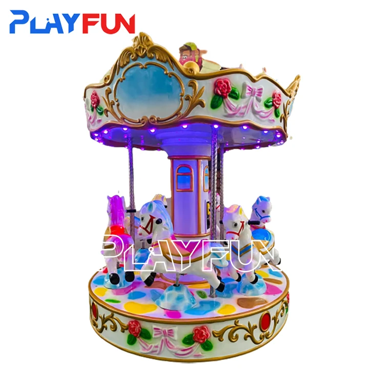 Playfun лошадь, работающая от монет, Детская катания, дешевые детские аттракционы, 6 игроков, ангел, карусель, детские аттракционы