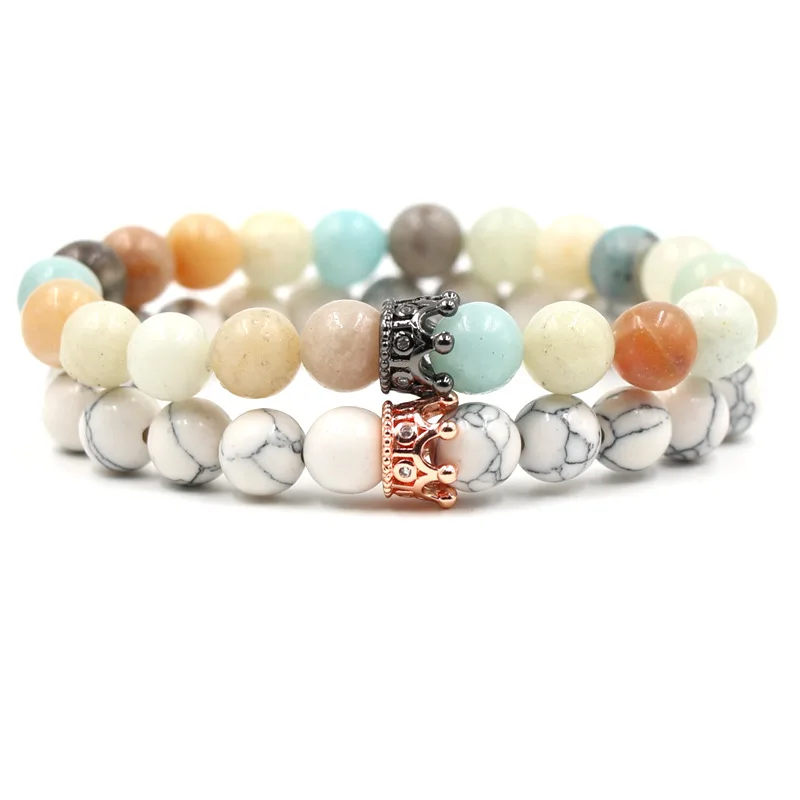 Hot Selling Micro-Inlaid Zirconium Diamond Crown Bracelet Tiger Eye White Turquoise Weddings Gifts-from Foreign Trade Jewelry