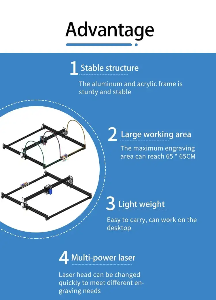 High Torque Laser Engraver Laser Engraving Cutting Machine Engraver With Rotary Axis