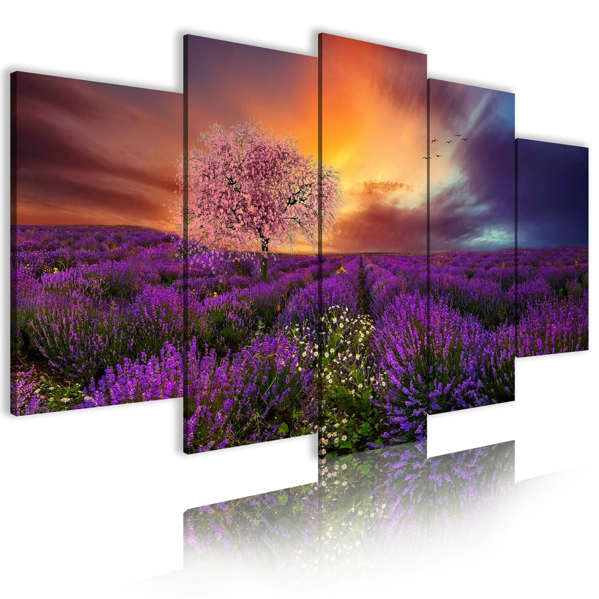 Art Wall Picture Home Decoration Waterfall Scenery Modern Living Room Beach 5 Panel Canvas Oil Painting