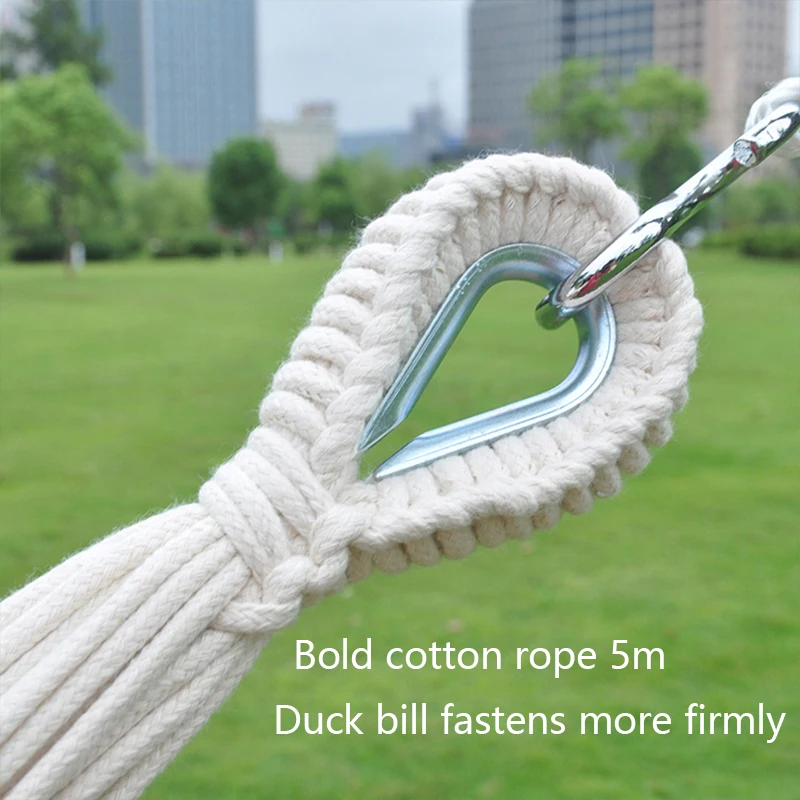 
handmade double hanging tree Bohemian Indoor White Tassel cotton rope fabric beadh fringe macrame swing hammock 