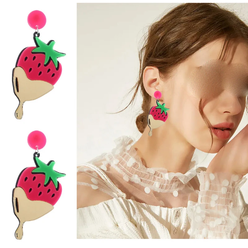 New Fruits Vegetables Theme Earrings Strawberry Watermelon Pomegranate Cauliflower Earrings For Women Girl Decoration Supplies