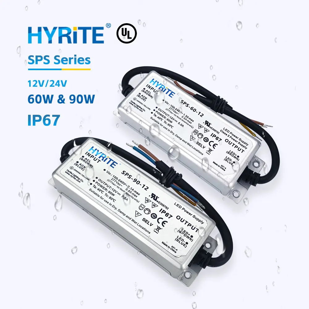 UL Certification SMPS IP67 Waterproof LED Module Strip 12V 24V LED Switching Power Supply 60W 90W ACto DC LED Driver