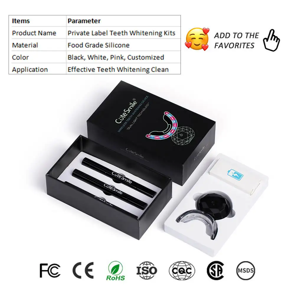 Wholesale Private Label Rechargeable Teeth Whitening Gel Kit for Home Use Dental Bleaching LED Light 3 Syringe Set