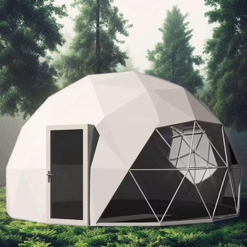 Custom Logo PVC Canvas Geodesic Dome Tent 4m Aluminum Top Height Waterproof Holiday Camping Tent for Outdoor for Hotels Events