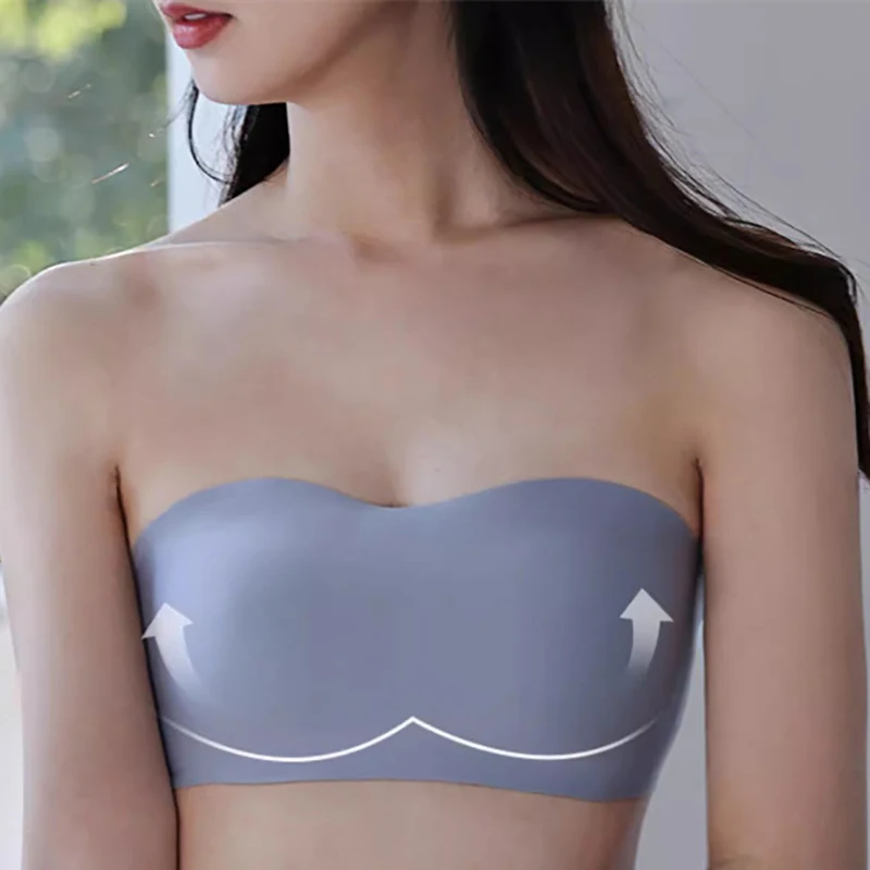 1511  Wholesale Strapless Bra With  Massage Pads  Detachable Shoulder Straps Anti-Slip Invisible Sexy Seamless Tube Top For Wome