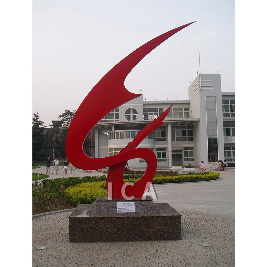 Outdoor  Decoration Red  Metal Garden Art Stainless Steel Abstract Sculpture