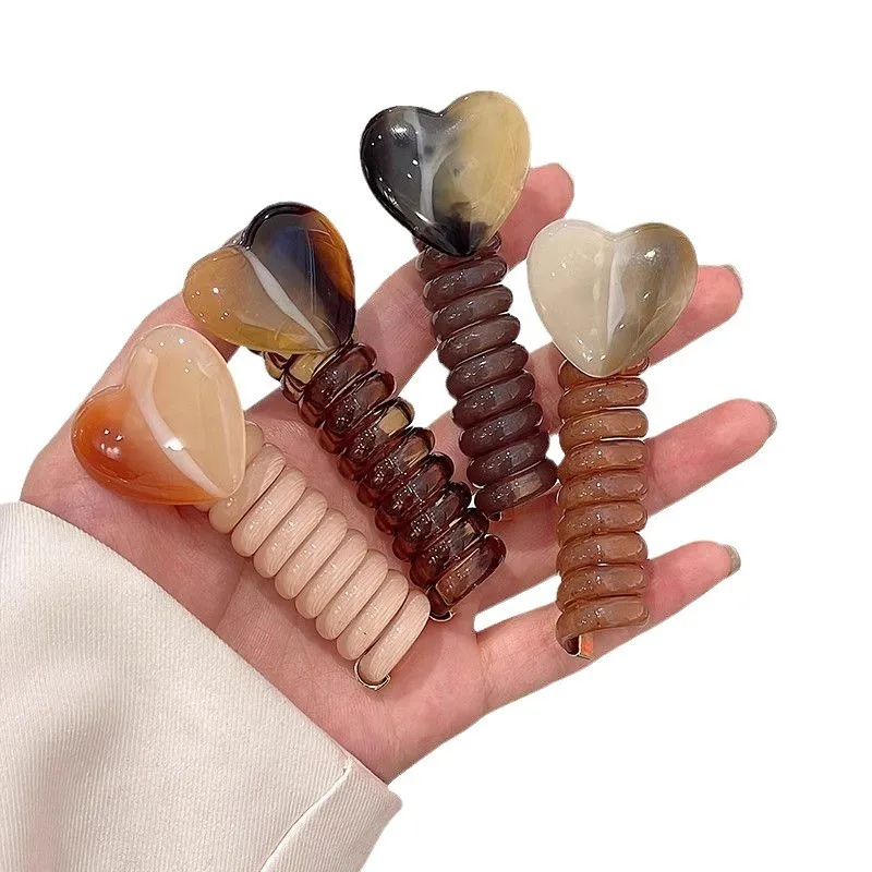 Orangee Hair Bands Elastic Headwear New Style Telephone Straight Spiral Hair Ties Plastic Spiral Scrunchie For women girls