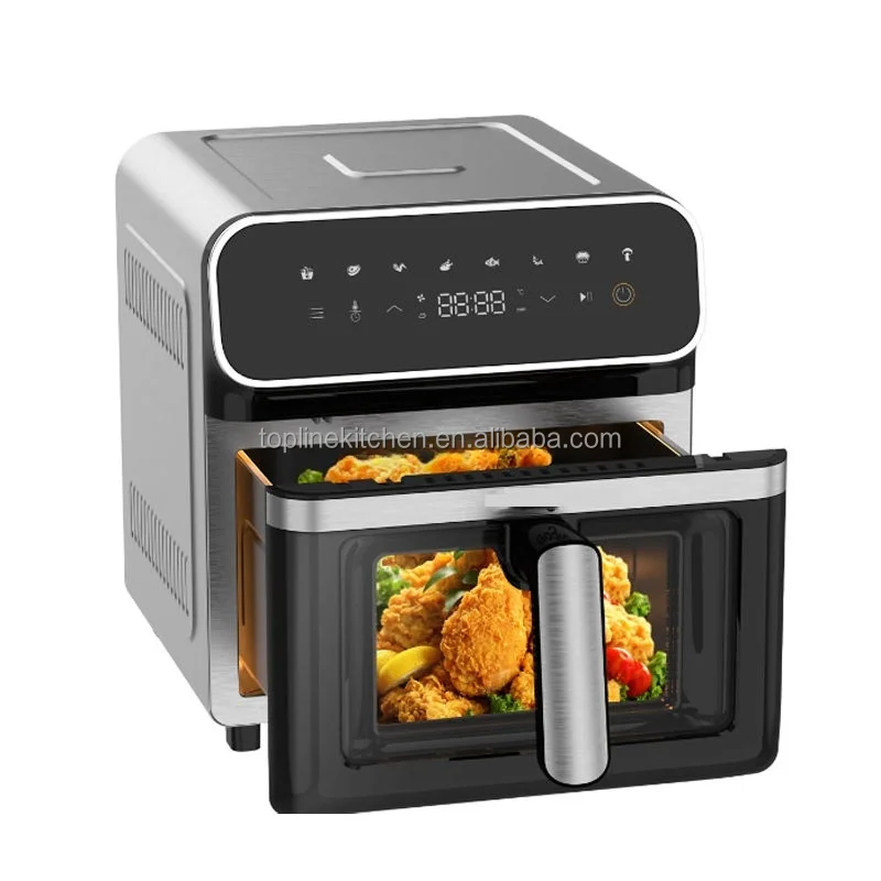 2 two heating element top and bottom dual heater digital air fryer 7L 8L 9L 10L smart double heating air fryer stainless steel