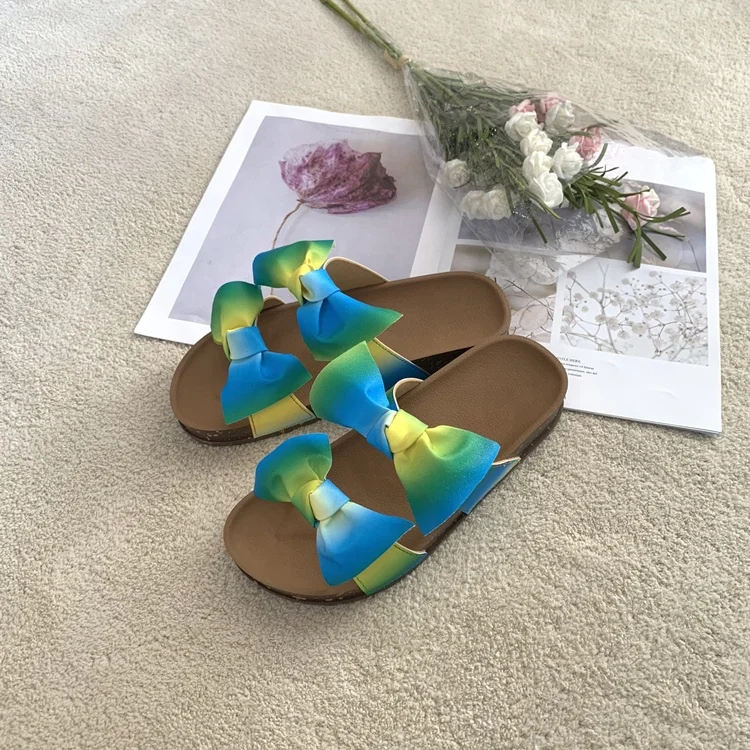 designer sandals 2021 new fashion shoes with colorful and beautiful bows cork sole anti-slippery open toe for women in best material